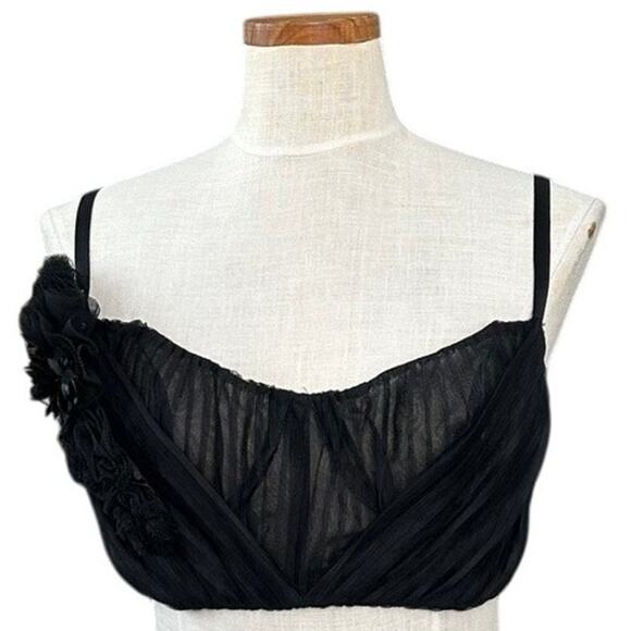 NWT Carol Malony Black Ruched Lace Bralette 34D NWT USA Made Designer Lingerie - Picture 1 of 12